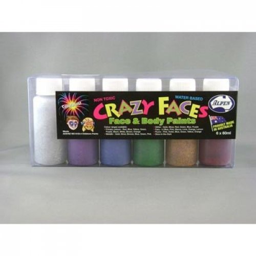 Crazy Faces Glitter F&B Paint 6 x 60ml Set